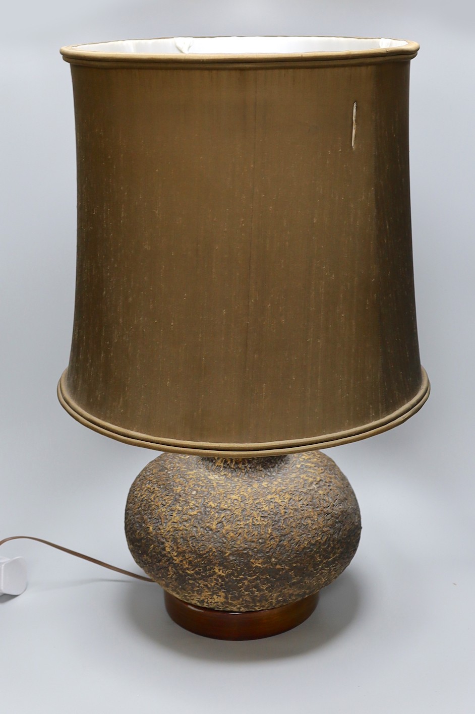 Ruth Sulke - studio stoneware table lamp with shade. Total height 67cm